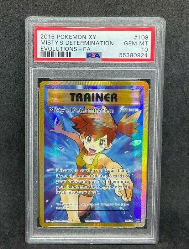 Pokemon XY Evolutions Misty's Determination 108/108 Full Art Trainer Holo PSA 10