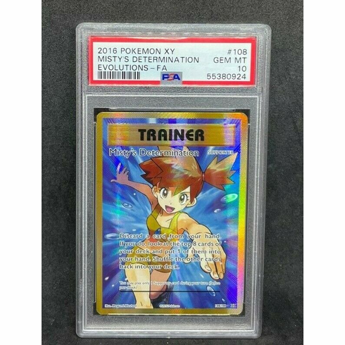 Pokemon XY Evolutions Misty's Determination 108/108 Full Art Trainer Holo PSA 10