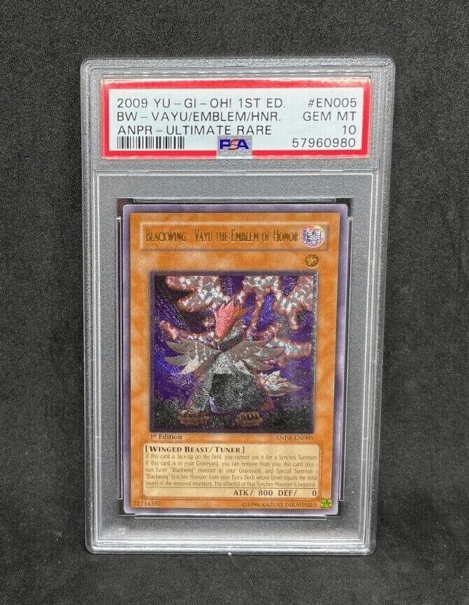 Yugioh Ancient Prophecy 1st Edition ANPR-EN005 Blackwing - Vayu the Emblem of Honor Ultimate Rare PSA 10 GEM MINT