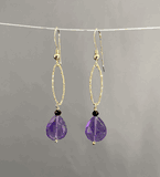 Amethyst Facet Cut Drop 0n Gold Filled Diamond Cut Hoop Amethyst Facet Cut Drop 0n Gold Filled Diamond Cut Hoop