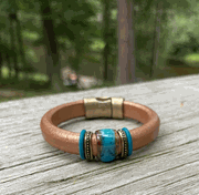 Metallic Bronze Leather w Copper Enamel Slider
