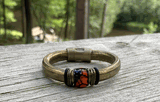 Black Gold Leather w Copper Enamel Slider-SOLD Black Gold Leather w Copper Enamel Slider-SOLD