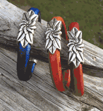 Italian Leather with Pewter Flower-LIMITED AVAILABILITY