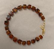 Amber Cubes with Gold Filled Beads