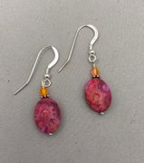 Fuchsia Crazy Lace Agate w Orange Crystal