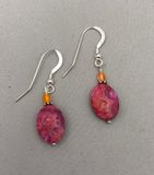 Fuchsia Crazy Lace Agate w Orange Crystal Fuchsia Crazy Lace Agate w Orange Crystal