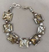 Handmade lampwork Glass - Grey-Taupe-Ivory