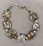 Handmade lampwork Glass - Grey-Taupe-Ivory-SOLD