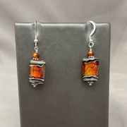Handmade Lampwork Glass - Orange Rectangle