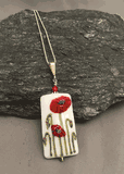 Handmade Lampwork Glass Poppy/rectangle