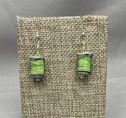 Handmade Lampwork Glass - Spring Green Rectangle