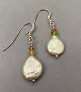 Lemon Coin Pearl w Peridot & Crystal-SOLD