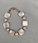 Pink Moonstone w Freshwater Pearls