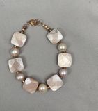 Pink Moonstone w Freshwater Pearls