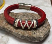 Red Leather w Badger "W" - limited availability!