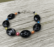Facet Cut Onyx & Freshwater Pearls