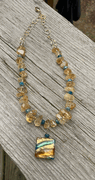 Venetian Glass Pendant w Citrine & Blue Apatite Venetian Glass Pendant w Citrine & Blue Apatite