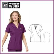 102e- Women's Mock Wrap Top- Eggplant