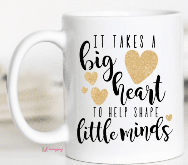 Big Heart Shapes Little Minds White Ceramic Mug-11oz