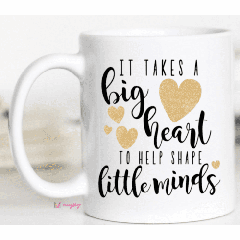 Big Heart Shapes Little Minds White Ceramic Mug-11oz