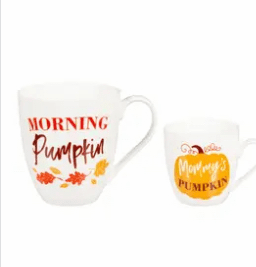 Mommy and Me Ceramic Cup Gift Set, 17 oz,  Morning pumpkin 