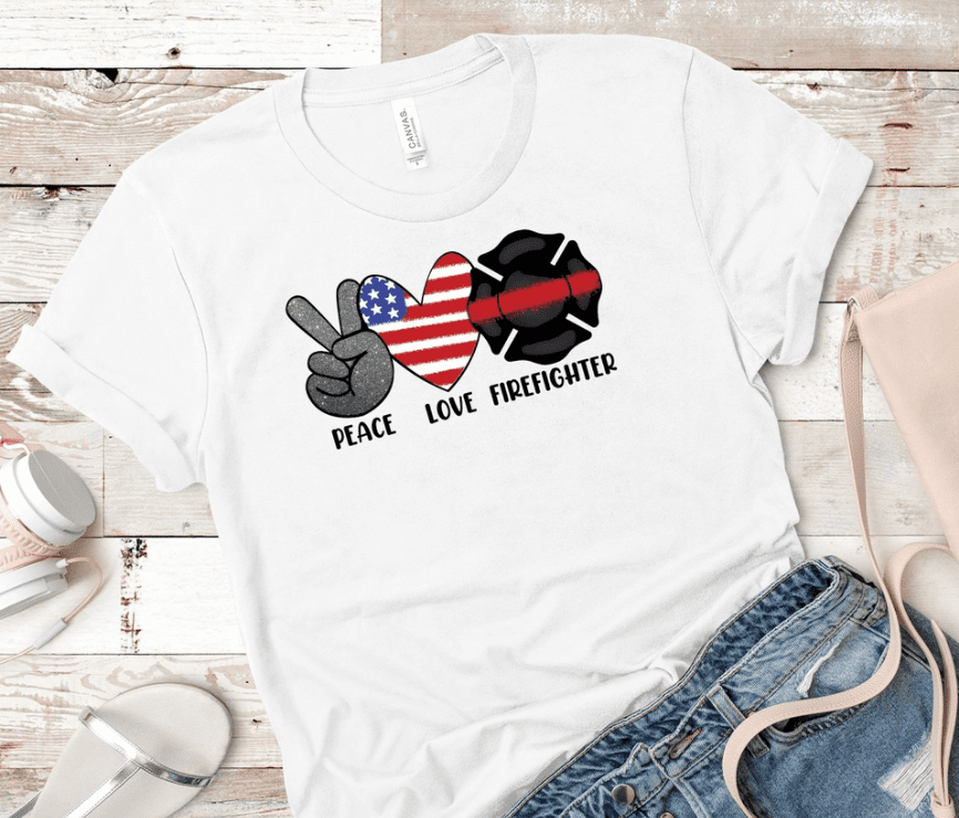 Peace Love Firefighter T-Shirt