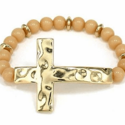 Round Bead Hammer Cross Bracelet