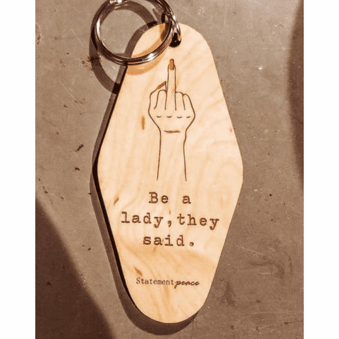 Statement Peace Be A Lady Retro Keychain