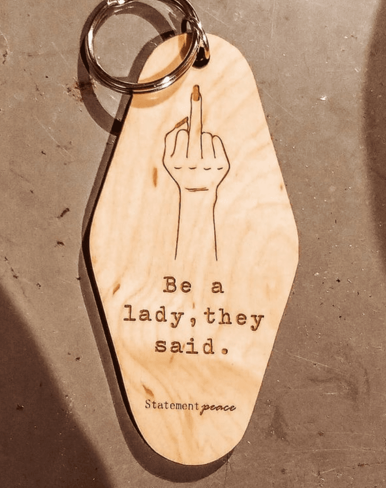Statement Peace Be A Lady Retro Keychain