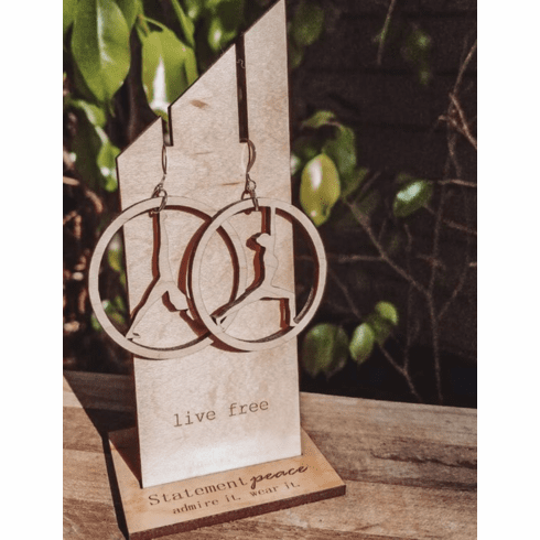 Statement Peace Maple Yoga Hoop Earrings