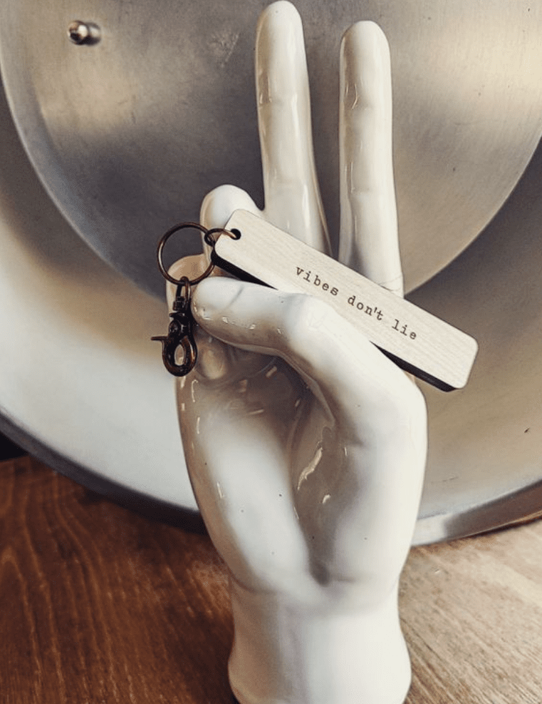 Statement Peace Vibes Dont Lie Keychain
