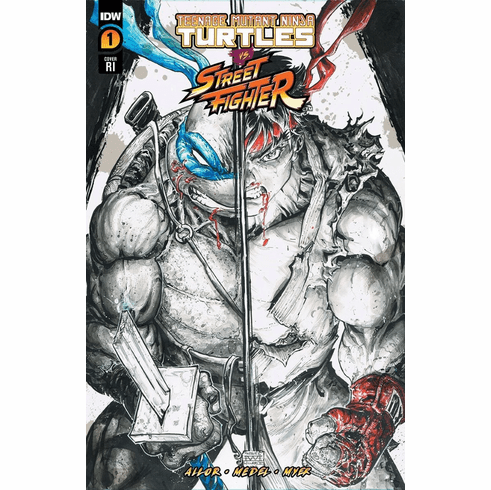 Teenage Mutant Ninja Turtles Vs. Street Fighter # 1 (Incentive B&W Variant)