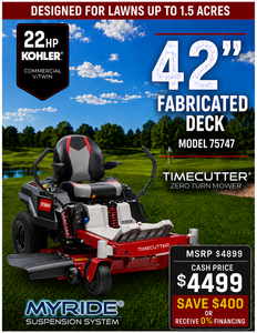42 22hp Toro TIMECUTTER Zero-Turn Mower with Kohler Engine and MyRIDE Comfort Suspension