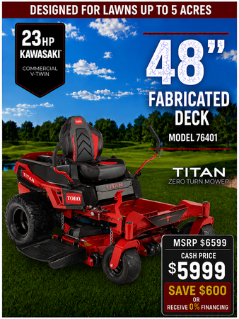 48 23hp Toro TITAN Zero-Turn Mower with Kawasaki Engine