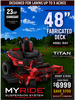 48 23hp Toro TITAN Zero-Turn Mower with Kawasaki Engine and MyRIDE Comfort Suspension