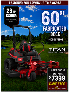 60 26hp Toro TITAN Zero-Turn Mower with Kohler Engine