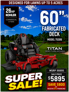 60 26hp Toro TITAN Zero-Turn Mower with Kohler Engine