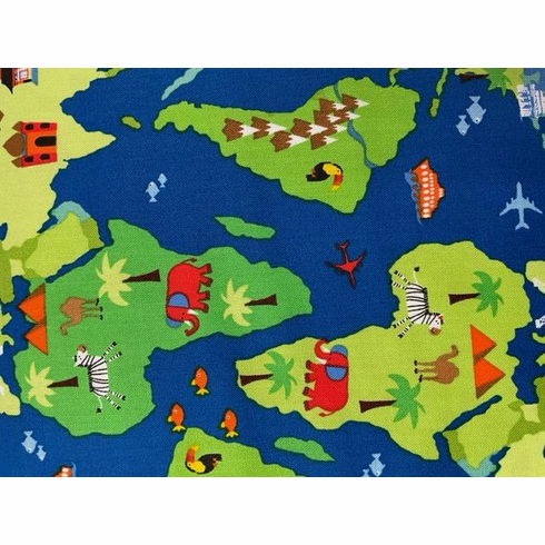 Cotton Fabrics Globe with Animals (Closeout Item)