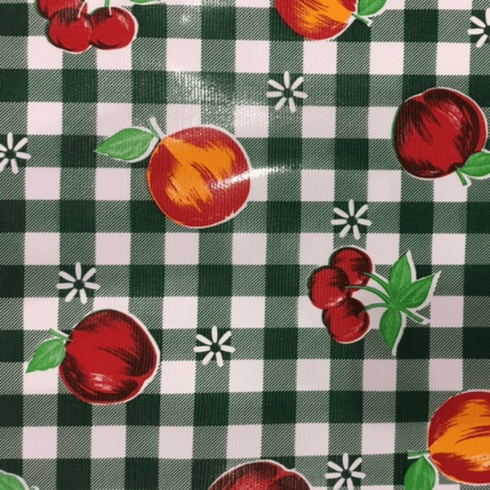 Fruit Green Check Tablecloth Vinyl 54 Inch (Oilcloth)