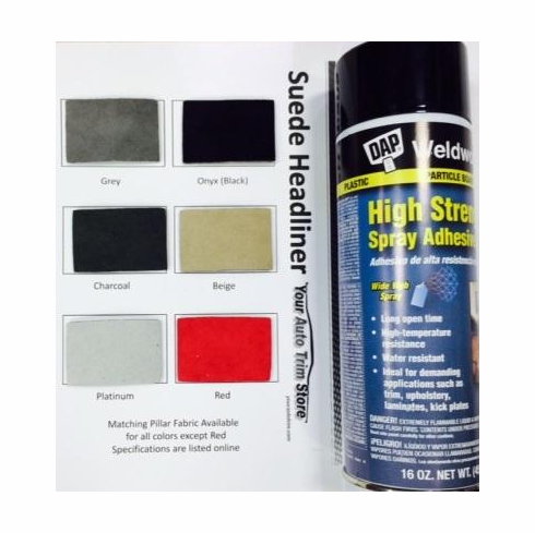 Suede Headliner Kit 144 inches by 60 inches Headliner Fabric and Three Cans Adhesive