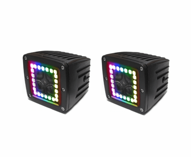 3 Inch ColorADAPT Series RGB-Halo LED Cube Light Kit by Race Sport Lighting |Sold in Pairs|