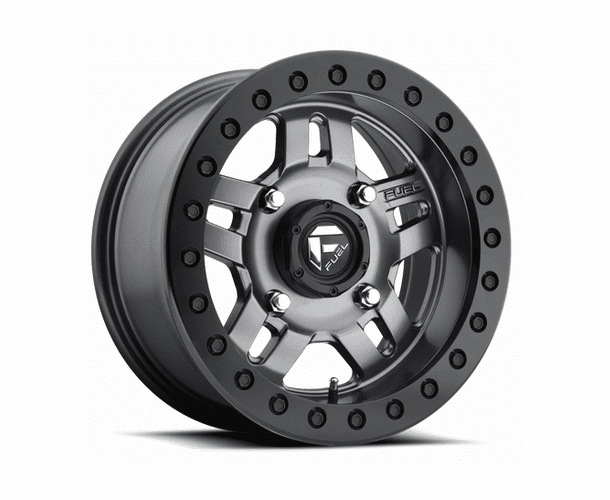 Fuel Anza D918 Matte Gun Metal Beadlock Wheel Set - 14 and 15 Inch