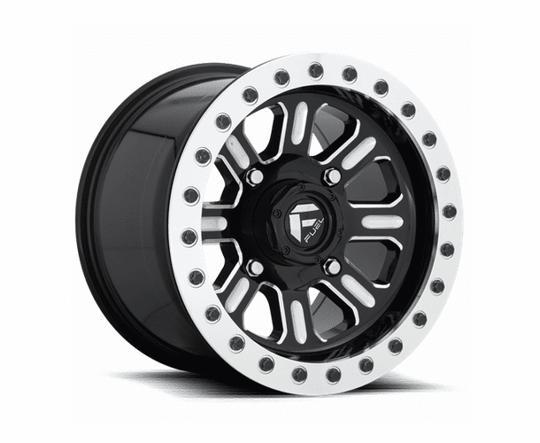 Fuel Hardline D910 Gloss Black & Milled Beadlock Wheel Set - 15 Inch