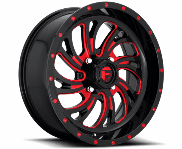 Fuel Kompressor D642 Gloss Black w| Red Accents Wheel Set - 18 and 20 Inch