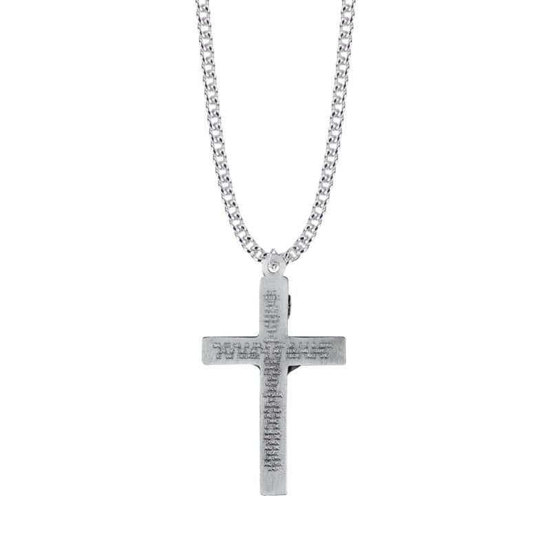 1-3/4 Inch Pewter Our Father Pewter Crucifix Necklace