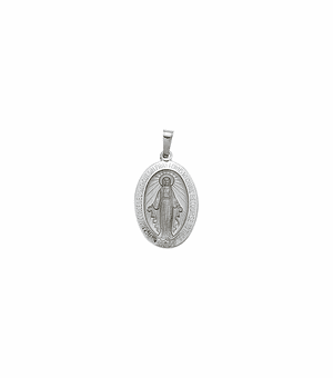 thumbnail image 2 of 14k Solid White Gold Miraculous Medal Pendant – No Stone – Made In USA 2 of 4