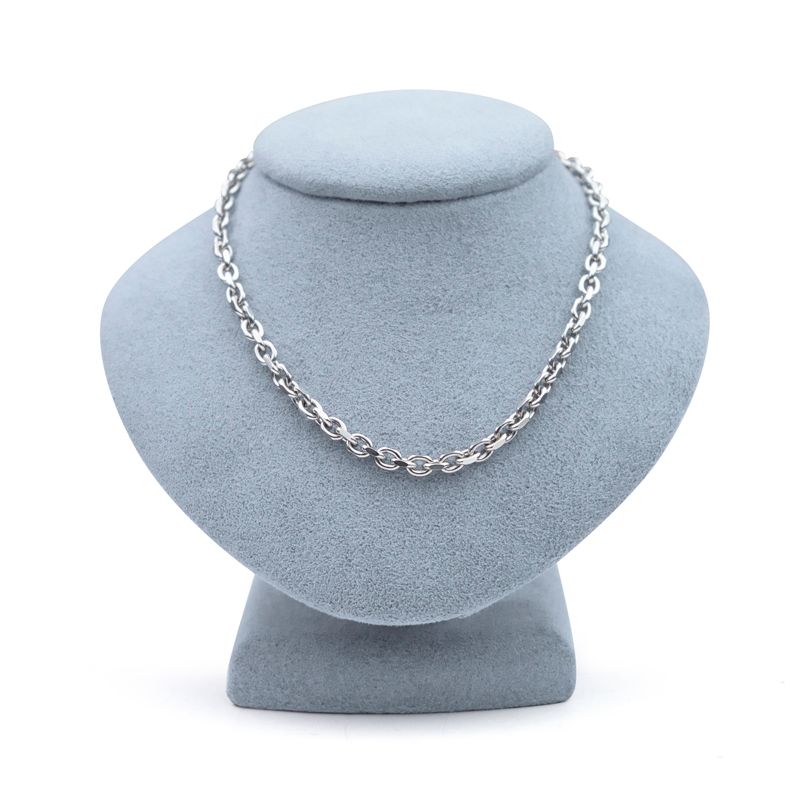 22 Inch Silver Plated Round Link Cable Necklace Chain