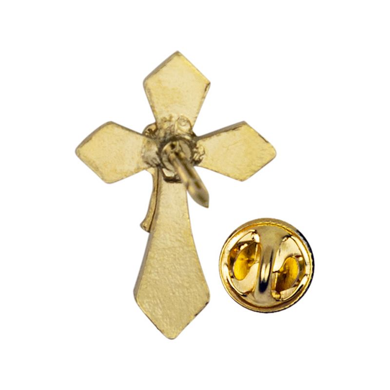 3/4 x 1/2 Inch Gold and Enameled Cross with Chalice Lapel Pin