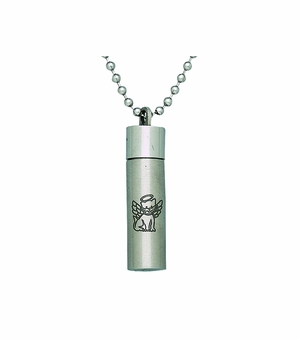 Cat Angel Wings Steel Ash Vial On 22 Inch Stainless Steel Chain