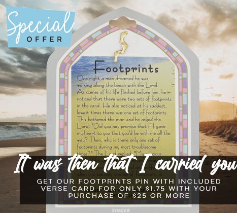 Footprints Pin on Decorative Verse Card - SC4108